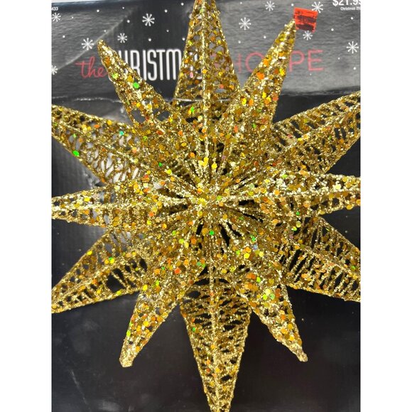 Gold Glitter Star Christmas Tree Topper Beautiful - Picture 2 of 4